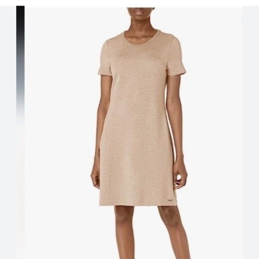 Calvin Klein Pink Sheath Mini Dress with Crew Neck